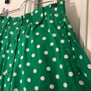 Vintage Green Polka Dot Skirt with Pockets!